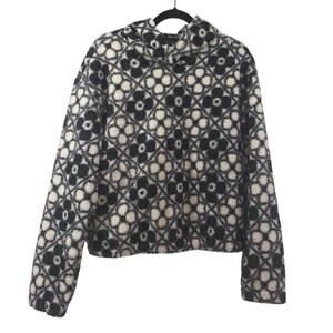 Marine Layer Mens Medium Black White Laid Back Sherpa Hoodie Sweater